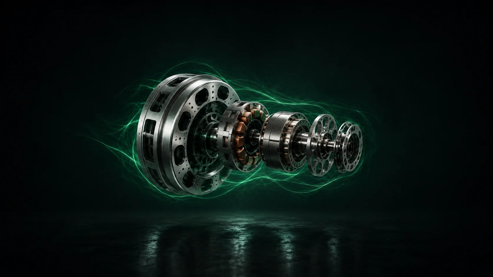 Exploded motor assembly illustrating ICONIC SMART engineering technology