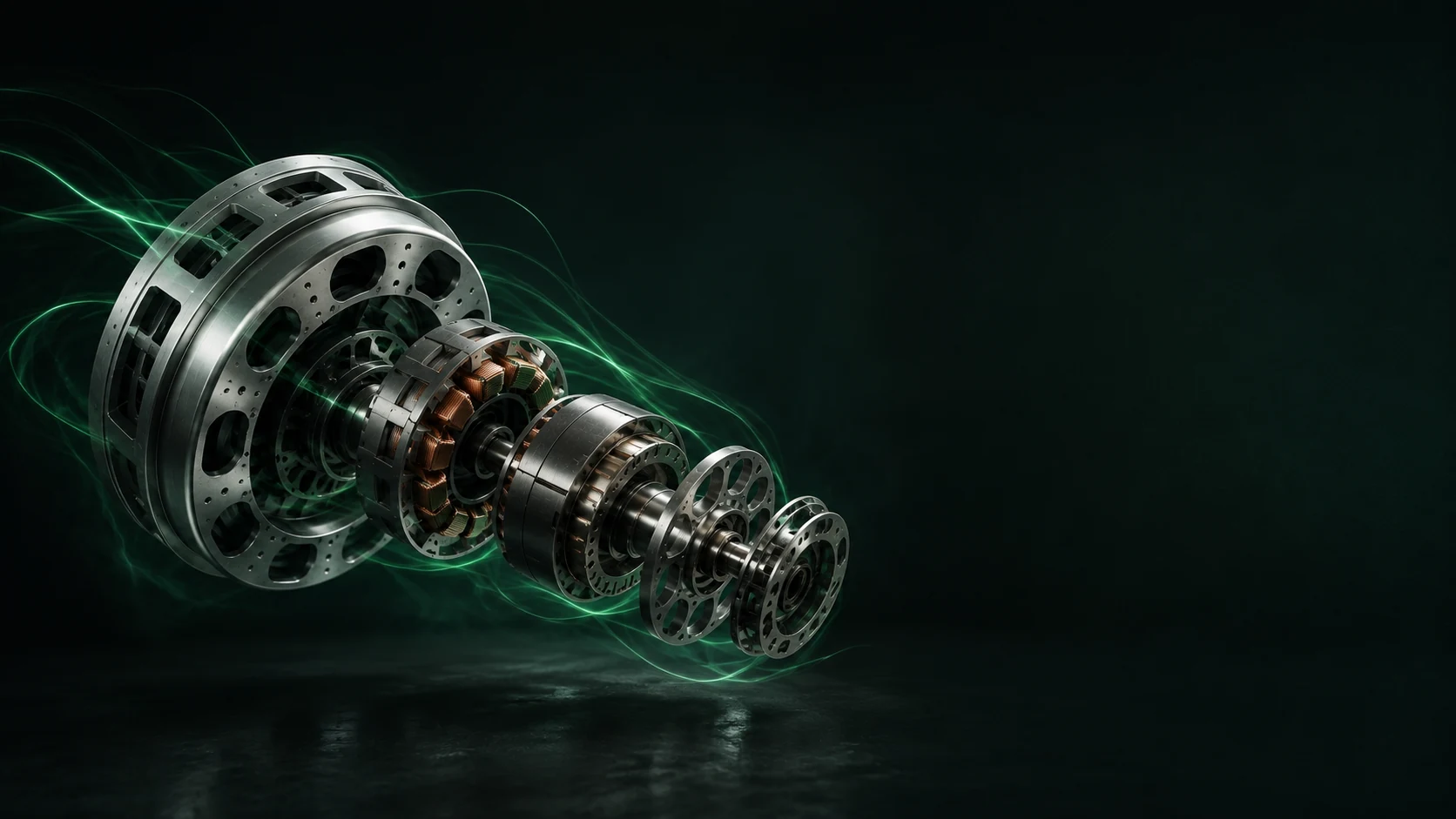 Exploded motor assembly illustrating ICONIC SMART engineering technology
